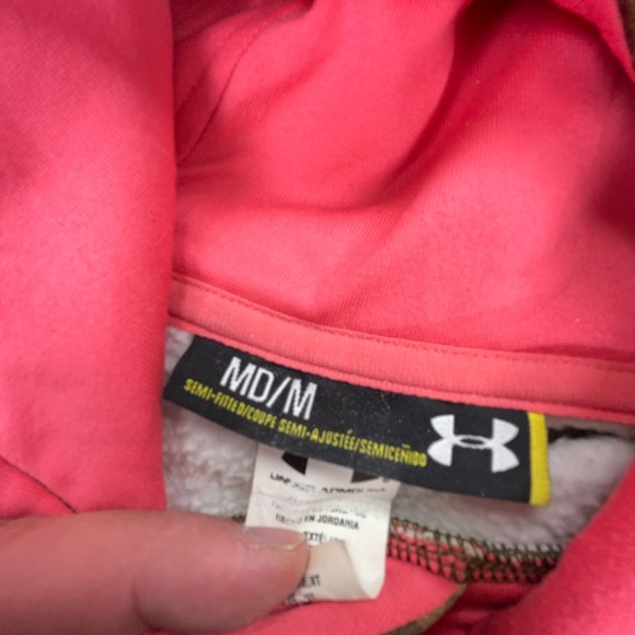 Under Armor Hoodie Women Medium Camo Pink Sweatshirt Sweater Semi Fit Real Tree - Picture 5 of 9
